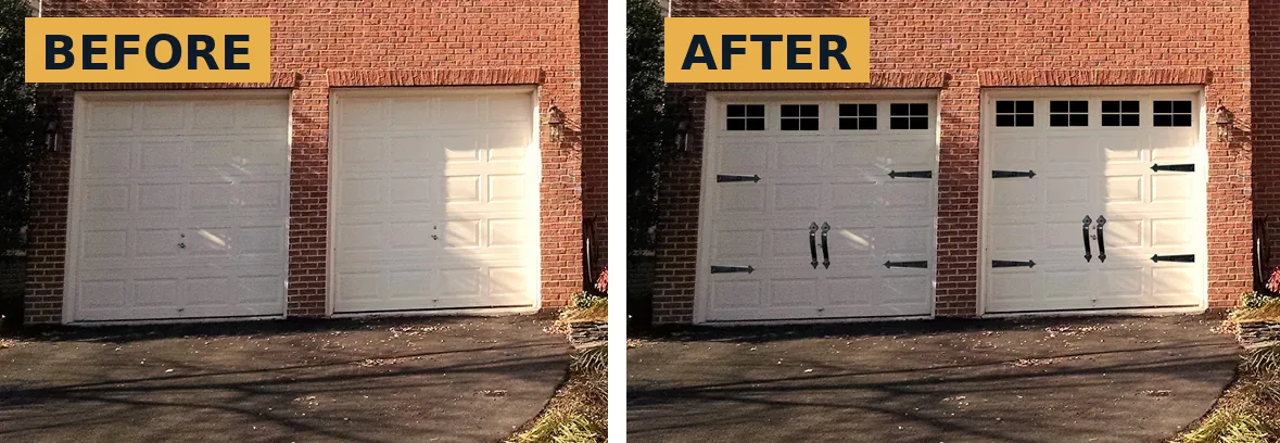 Carriage-House Door Conversion — Catalystx LLC garage door before and after