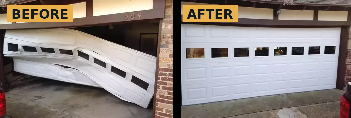 Off-Track Door Repair — Catalystx LLC garage door before and after